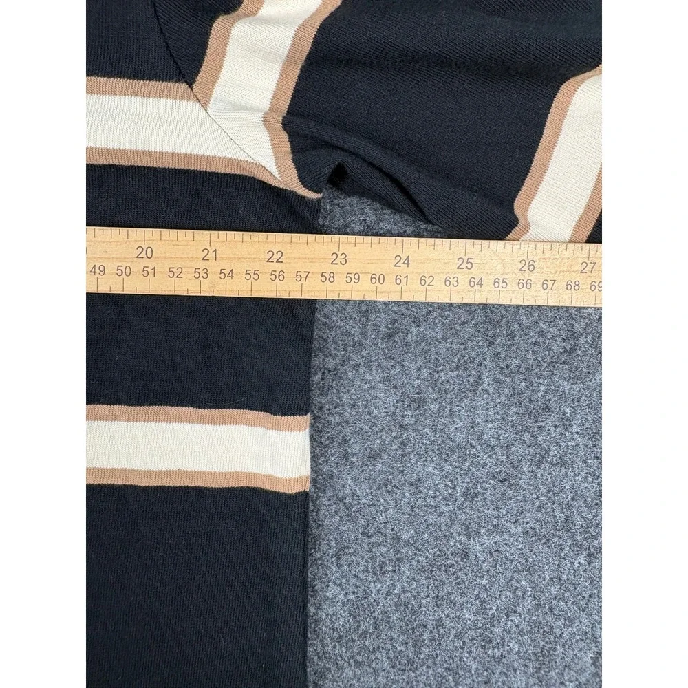 Banana Republic Mens L Rugby Shirt Black Tan Striped Long Sleeve 782343-00